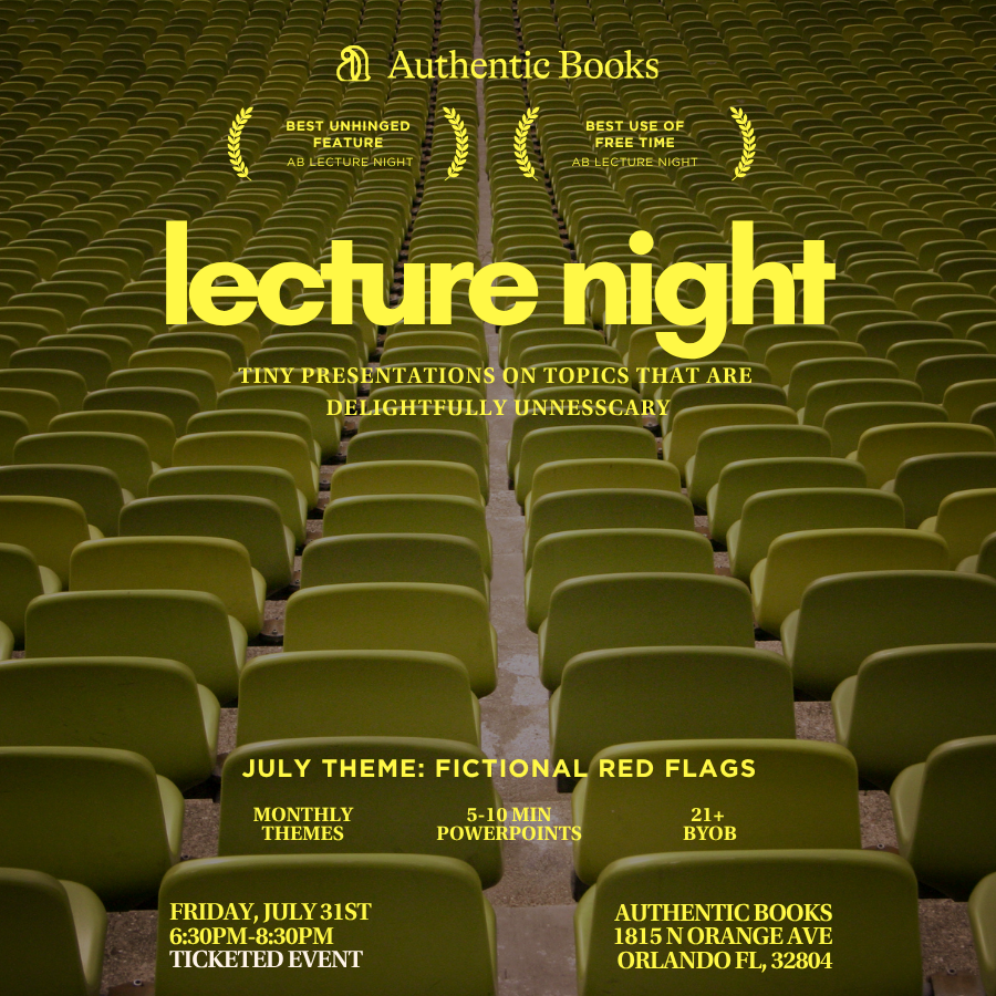 Lecture Night: July Theme (Literary Red Flags)
